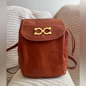 Vintage Italian Leather Minimalist Cognac Backpack